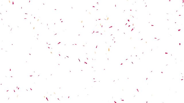 multi color confetti falling animation, animated colorful confetti particles explosion. Slow motion falling confetti loop 4k alpha channel overlay.