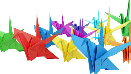 Colorful Origami Cranes