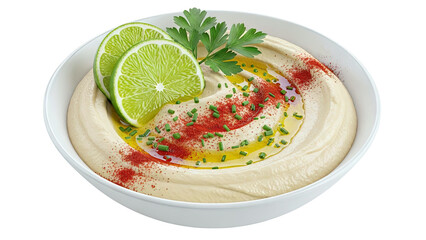 Creamy Hummus with Lime, Paprika, Chives, and Parsley