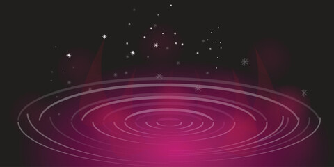 Light cosmic spiral black hole on effect dark purple swirl, neon circles, abstract vector illustration design