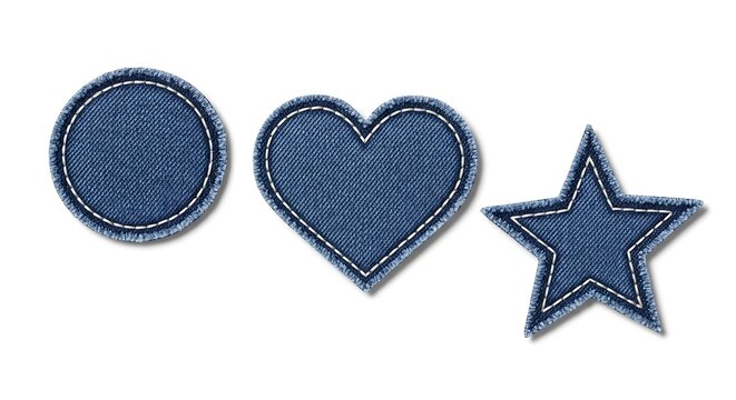 Denim Circle Heart Star Shapes