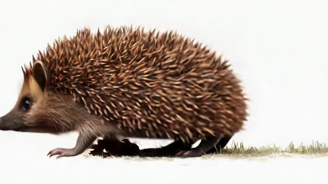 Video A hedgehog sits in a green grassy area, looking around