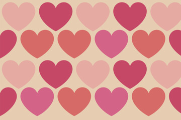 Pattern of hearts in shades of pink Vector, illustration