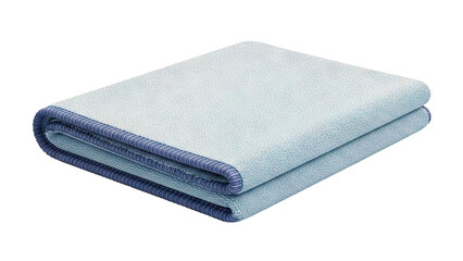 Folded Light Blue Microfiber Towel with Dark Blue Edging
