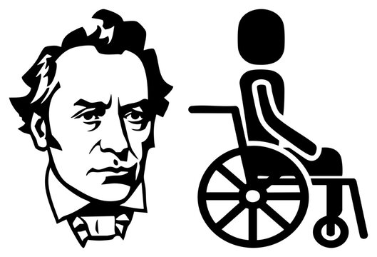 Ludwig van Beethoven Portrait with Accessibility Wheelchair Symbol