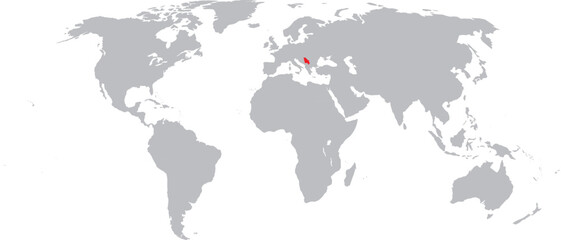 Fototapeta premium Serbia Highlighted on World Map Vector Design