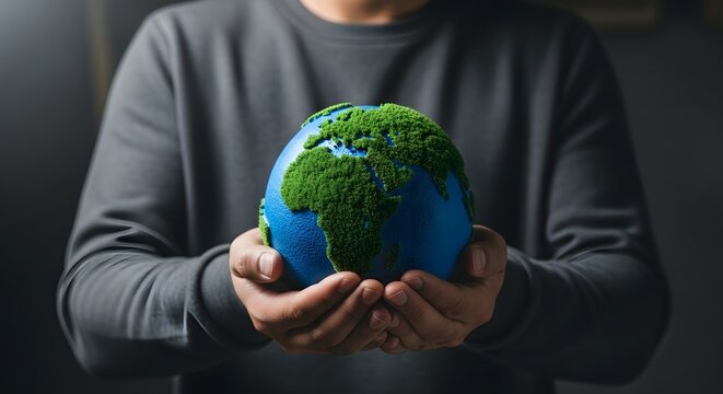 Earth day concept save earth environment conservation globe in hands earth care sustainability