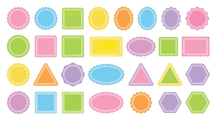 Colorful geometric shapes, various forms and textures, isolated on white background, educational and decorative elements