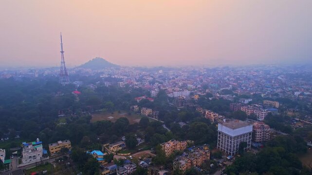 Aerial Drone View of Ranchi City, Jharkhand, India, Scenic Urban Landscape
