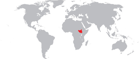 Fototapeta premium South Sudan Highlighted on World Map Vector Design