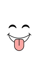 Smiling Face with Tongue Out Emoticon on White Background
