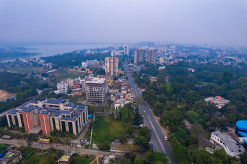 Aerial Drone View of Ranchi City, Jharkhand, India, Scenic Urban Landscape