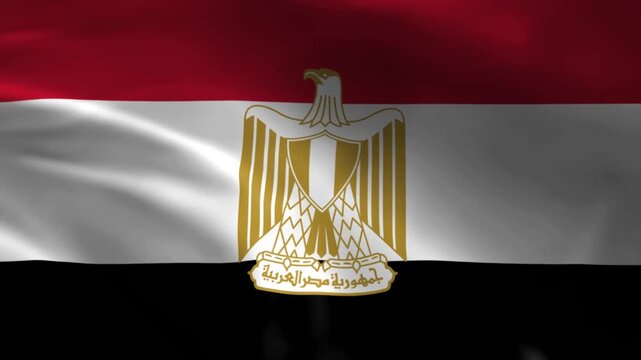 Waving flag of Egypt with Eagle of Saladin emblem national symbol for patriotic design and international representation detailed fabric texture