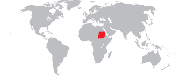 Obraz premium Sudan Highlighted on World Map Vector Design.