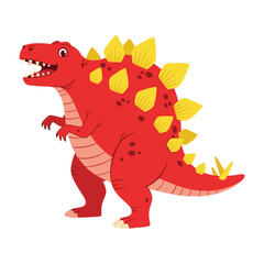 Red cartoon stegosaurus dinosaur with yellow spikes © Creative