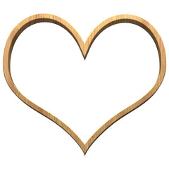 Realistic rustic wooden heart shape isolated with natural wood grain texture, romantic love symbol icon, png, transparent background, for Valentine design, wedding decoration, and branding