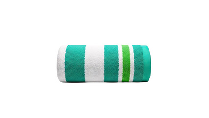 Rolled Beach Towel with Teal and Green Stripes