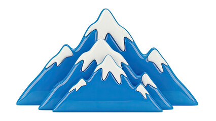 Stylized Blue Mountains with White Snow Caps
