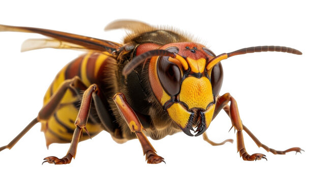 Close-up of a yellow jacket wasp on a white background isolated on transparent background