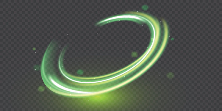 A glowing circular ring of light with a soft blur effect and a green-yellow glow. Suitable for overlaying HUD effects, interfaces, and backlighting on both dark and light backgrounds. 