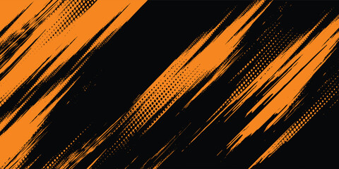 orange black brush Car sticker wrap pattern banner abstract sporty lines black orange color combination grunge brush modern pattern racing motorsport vector design. © putra