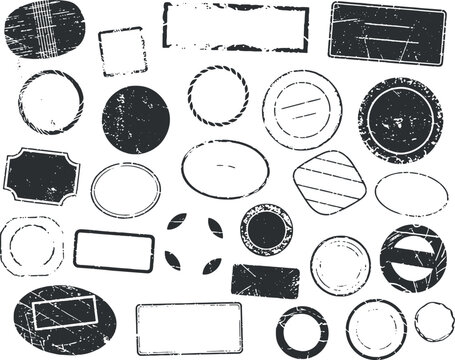 Vintage Grunge Stamp Label Set for Retro Branding and Graphic Design Projects