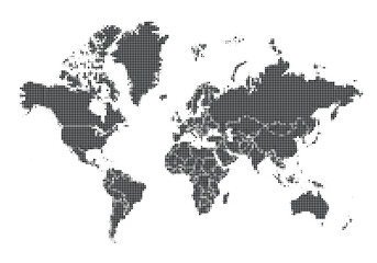 Obraz premium Black world map with a grid pattern