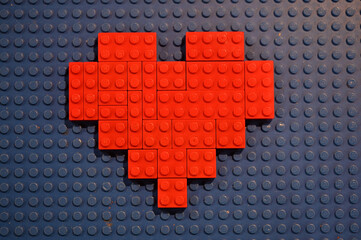 Naklejka premium Red LEGO Heart. Valentine's Day