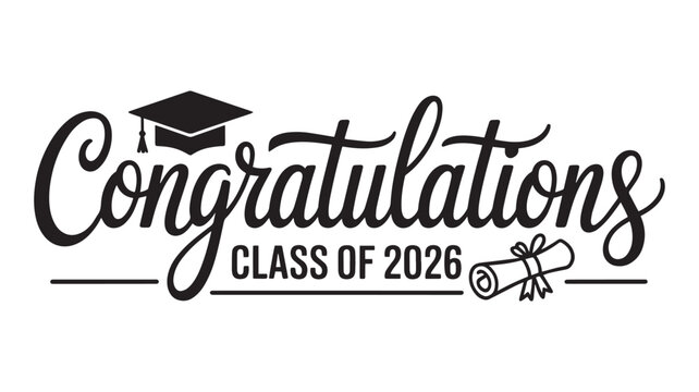 Classic Handwritten Congratulations Class of 2026 Graduation Lettering