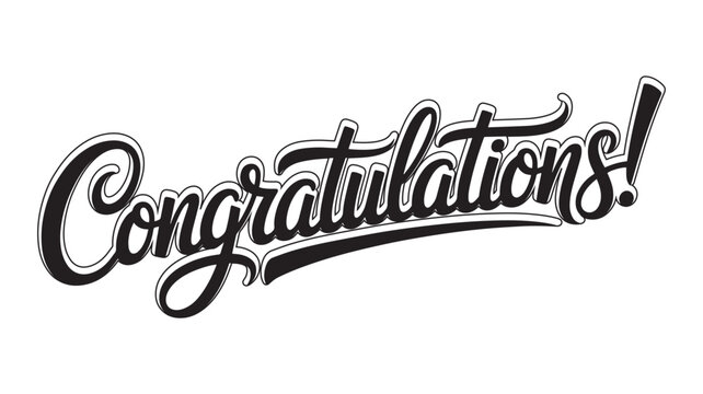 Elegant handwritten congratulations script lettering vector, perfect for celebration designs, greeting cards, posters, and modern typography projects