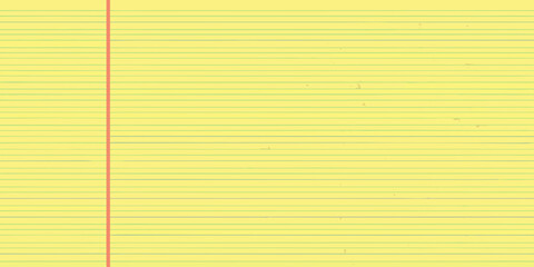 Fototapeta premium Yellow lined paper texture with a red margin simple background image