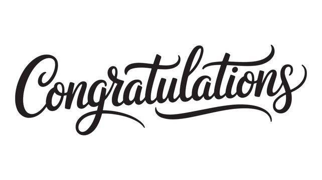 Congratulations Handwritten Lettering Silhouette Vector Text Design