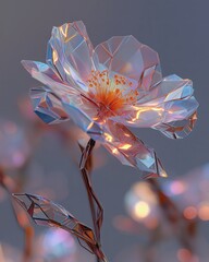 Geometric Flower Crystal Art: Abstract Floral Design for Modern Elegance