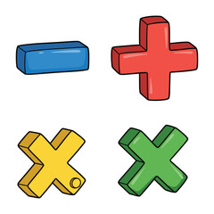 Obraz premium Colorful 3d mathematical symbols set