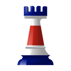 3D Chess Rook with COSTA RICA Flag Texture Isolated on Transparent Background