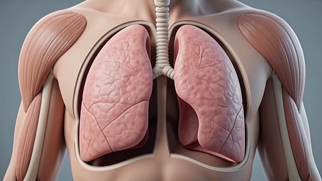 Detailed human lungs anatomy illustration for medical education