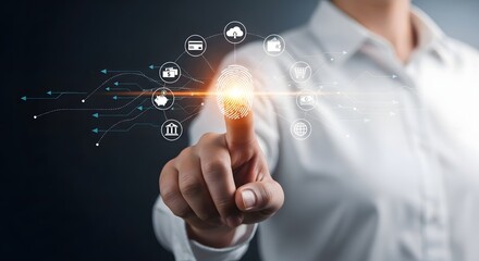 Fingerprint scan security data protection online banking digital technology cyber security access