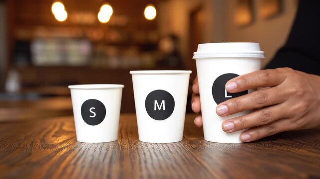 Coffee Cup Sizes on Display: Small, Medium, Large, and Extra Large for Your Choice