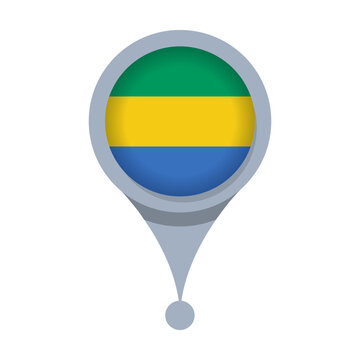GABON  Location Pin Icon with Flag Isolated on Transparent Background
