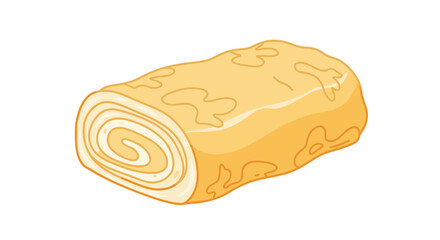 Traditional Japanese rolled omelet also known as tamagoyaki featuring layers of cooked egg with a slightly browned exterior.
