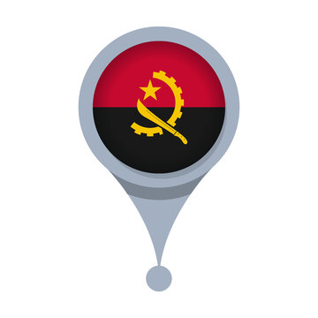ANGOLA  Location Pin Icon with Flag Isolated on Transparent Background