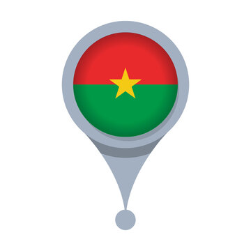 Burkina Faso  Location Pin Icon with Flag Isolated on Transparent Background