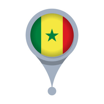 SENEGAL  Location Pin Icon with Flag Isolated on Transparent Background