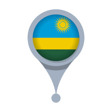 RWANDA  Location Pin Icon with Flag Isolated on Transparent Background