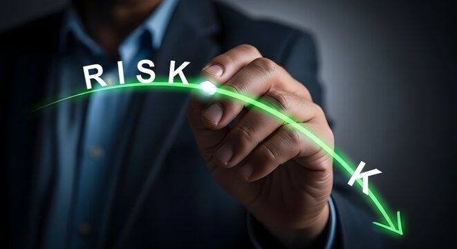 Risk management strategy showing risk reduction and financial risk mitigation and business risk analysis