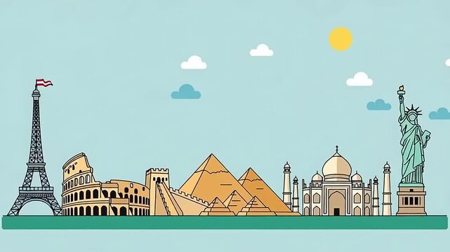 Famous Landmarks of the World Illustrated.