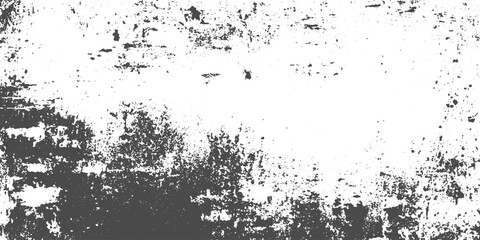 Fototapeta premium Black and White Grunge Background Texture with Chips, Cracks, Scratches and Dust.Dark monochrome vintage surface with distressed old wall details in vector style.