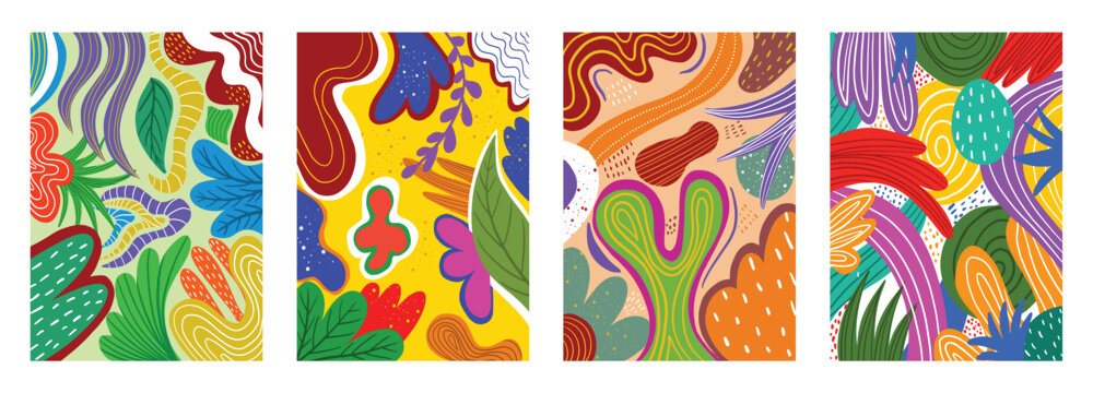 Collection of covers, wallpapers and cases. Elegant notebook covers. Unique trendy colorful carnival festive backgrounds. Beautiful flower patterns with flowers, leaves, flower compositions, shapes.
