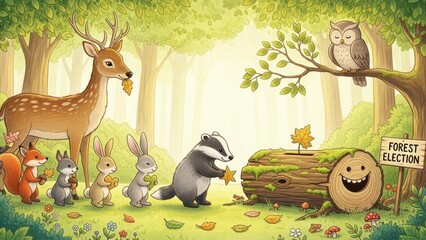Forest animals voting in log election