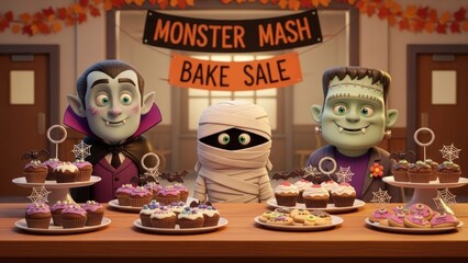 Monster mash bake sale with spooky sweets